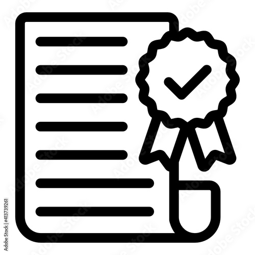 
Page with badge denoting certificate in linear style 
