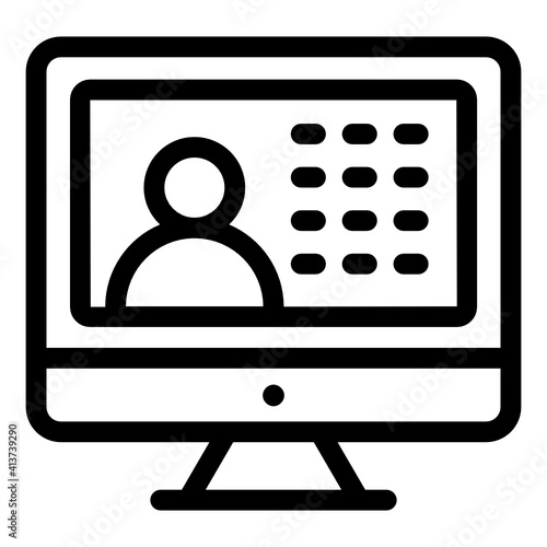 
Man inside minitor denoting linear icon of employee panel 
