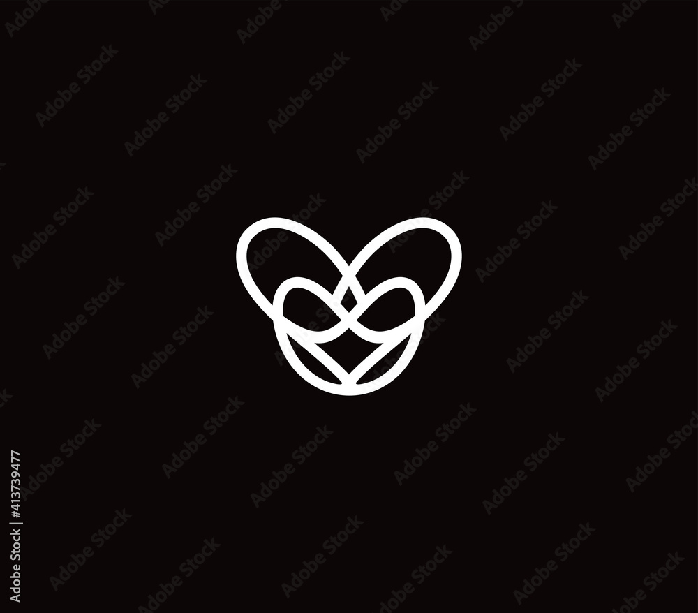 heart logo design element with monoline style Stock Vector | Adobe Stock