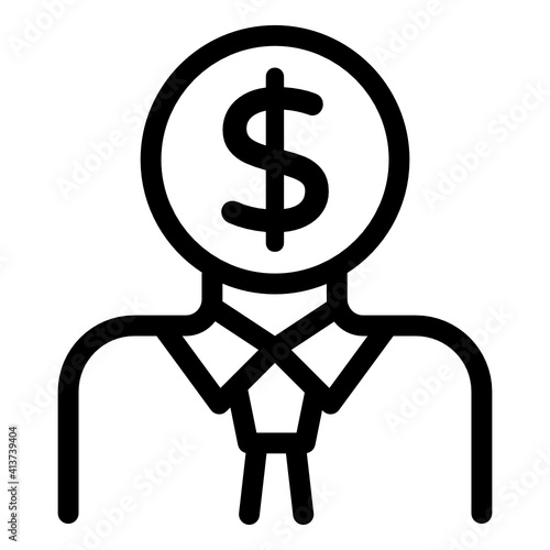 
Man with dollar denoting linear icon of investor
