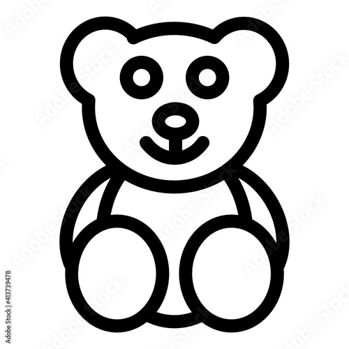 
Kids stuffed toy plaything, line icon of teddy bear vector design 
