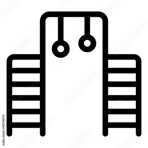
Gymnastic rings icon in line style, gym exercise tool 
