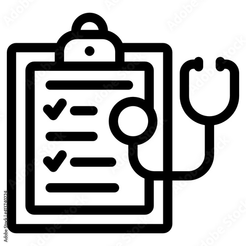 
Stethoscope with clipboard denoting concept of check up report icon
