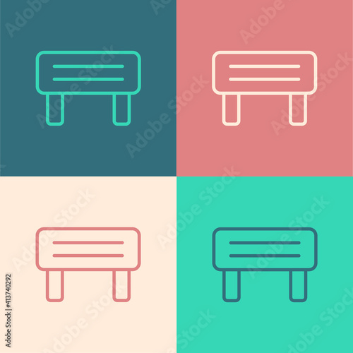 Pop art line Sauna wood bench icon isolated on color background. Vector.