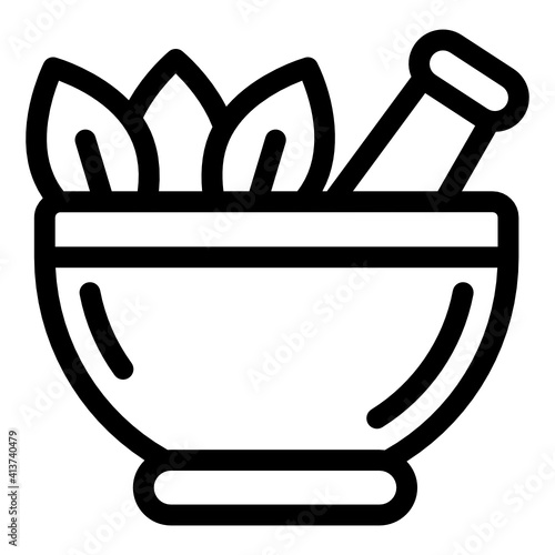 
Mixing bowl, herbal medication in trendy style 
