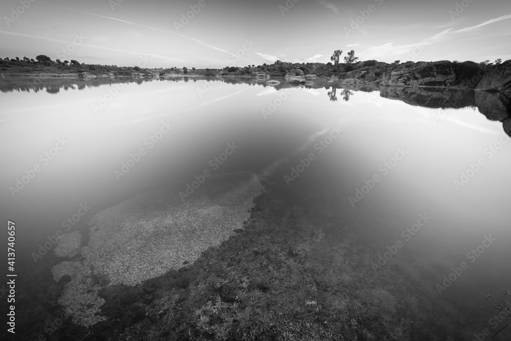 Fototapeta premium Landscape in the Natural Area of Los Barruecos. Extremadura. Spain.