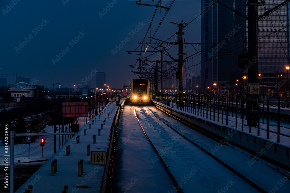 Winter landscape of rail transit in Changchun, China