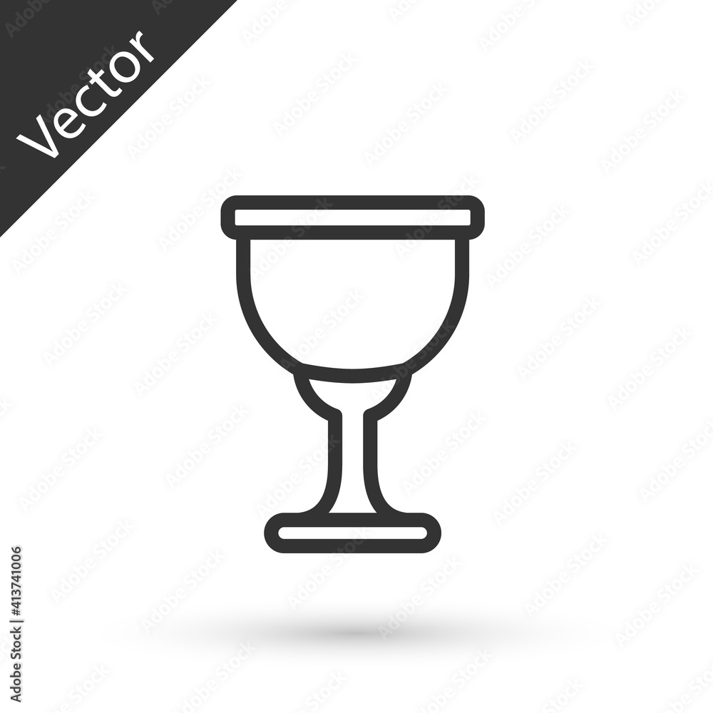 Grey line Holy grail or chalice icon isolated on white background. Christian chalice. Christianity icon. Vector. Grey line Holy grail or chalice icon isolated on white background. Christian chalice. Christianity icon. Vector.