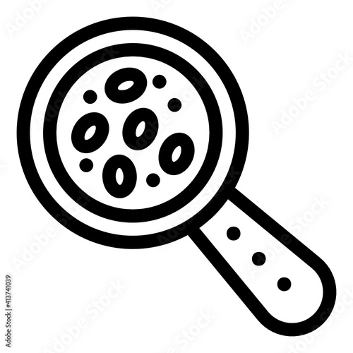 
Bacteria under magnifying glass, germs analysis icon
