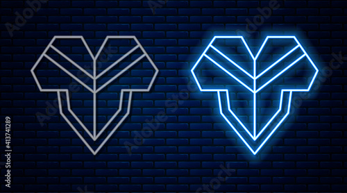 Glowing neon line Traditional mexican poncho clothing icon isolated on brick wall background. Vector.