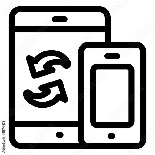 
Mobile synchronization in linear style icon 
