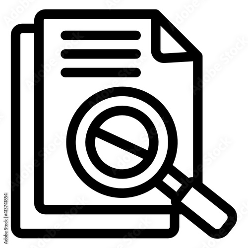 
Paper with magnifier denoting document evaluation in linear style icon 
