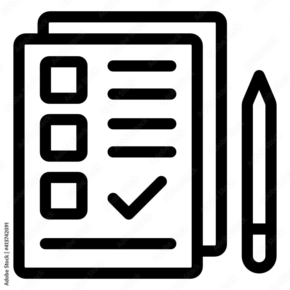 Paper with pencil denoting linear icon of checklist
Paper with pencil denoting linear icon of checklist