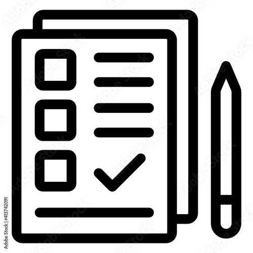 
Paper with pencil denoting linear icon of checklist 
