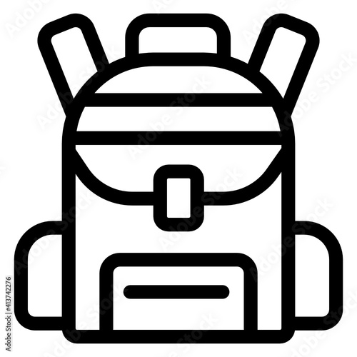 
School bag in linear style icon, equipment 
