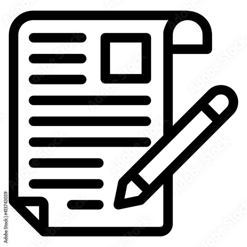 
Paper and pencil denoting linear icon of content writing 
