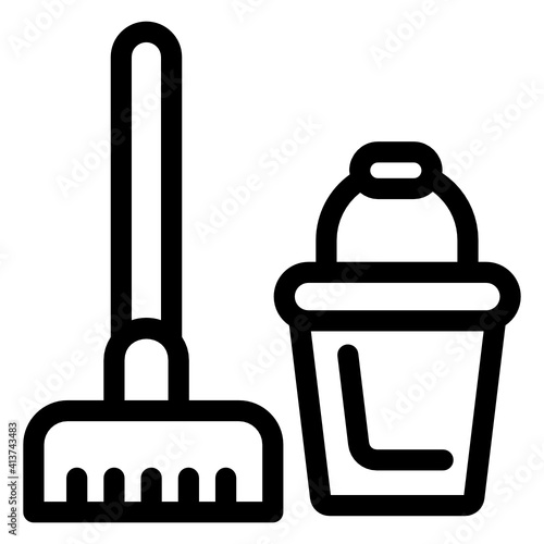 
Sweeping tools linear icon design
