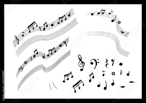 音楽　音符　五線譜　ベクター素材