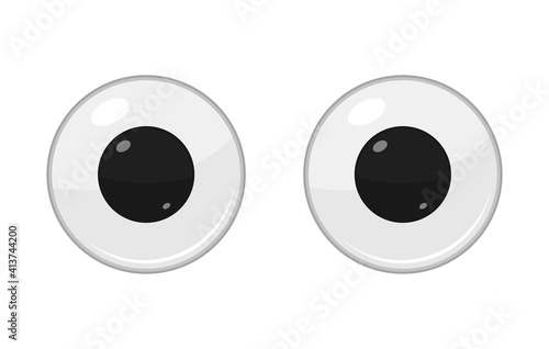 Cute plastic eyes for toys, dolls isolated on white background. Eyeballs cartoon. Vector illustration