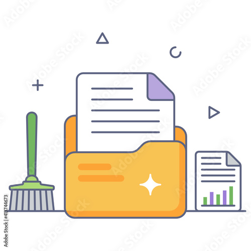 
Data cleaning in flat outline icon, editable vector 
