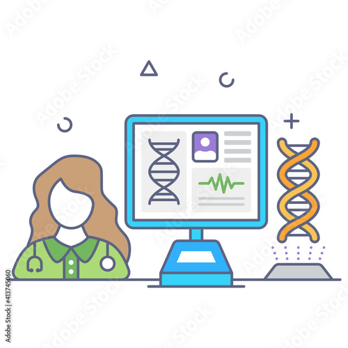 
Online genetics flat conceptual icon 
