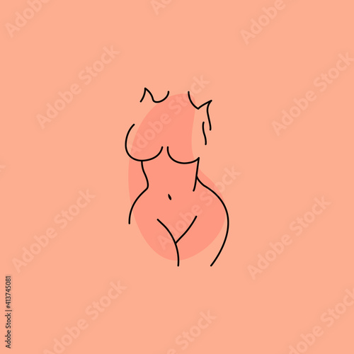 Beautiful woman body line art illustration. Abstract nude female characters. Minimalist line women bodies. Hand drawn art of body girls. Vector illustration. Eps 10