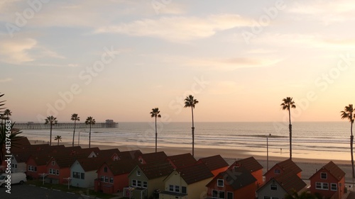 Photos Palms silhouette sunset sky, California aesthetic