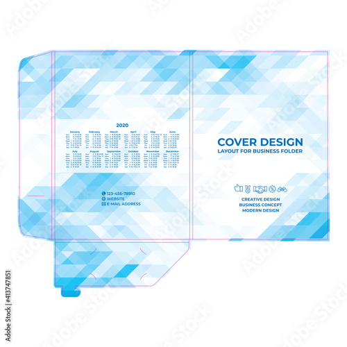 Folder design, cover for catalogue, brochures, layout for placement of photos and text, modern geometric design