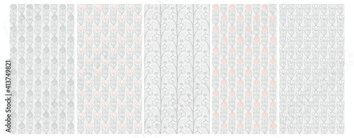 set of hand drawn floral seamless vector patterns 