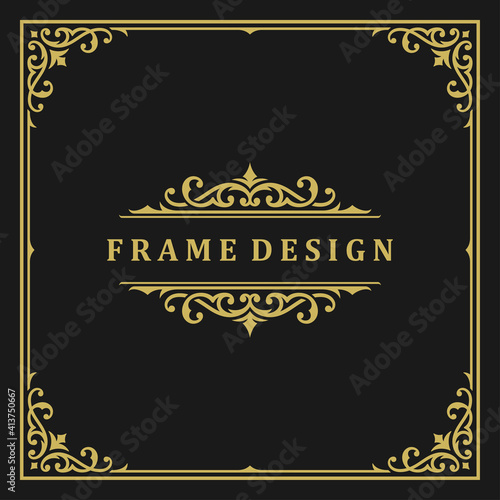 Vintage frame border ornament and vignettes swirls decoration with divider template vector illustration