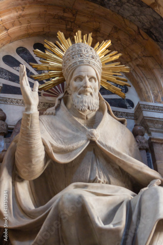 Statue of Pope Pius V at Basilica Santa Maria Maggiore in a chapel of the Basilica of St. Mary Major in Rome. photo
