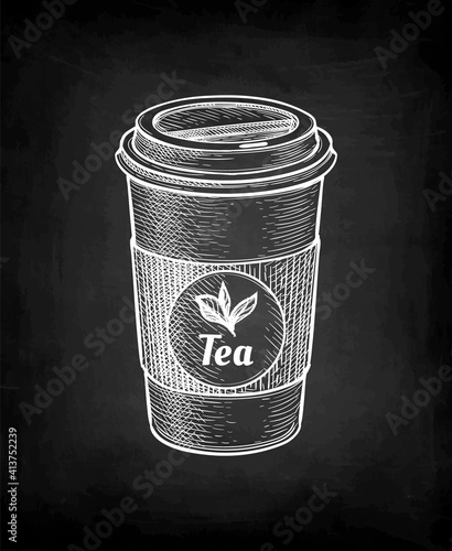 Chalk sketch of tea cup.
