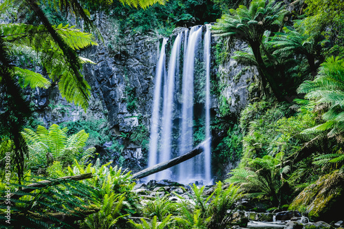 Idyllic view of Hopetoun Falls amidst forest photo