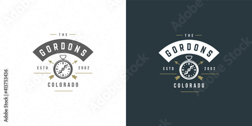 Compass logo emblem vector illustration outdoor expedition adventure for shirt or print stamp