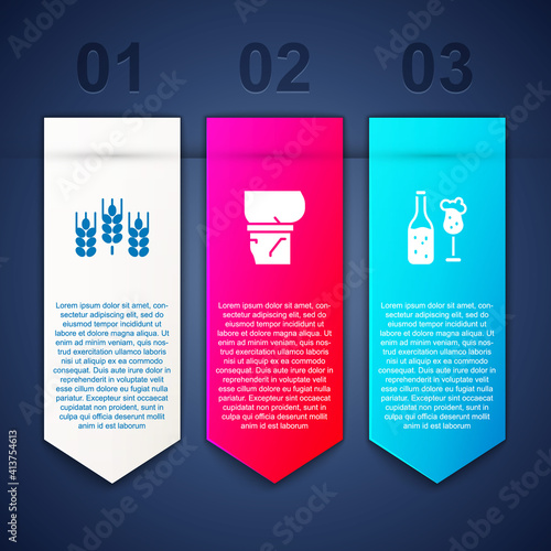 Set Wheat, Beer belly and bottle and glass. Business infographic template. Vector.