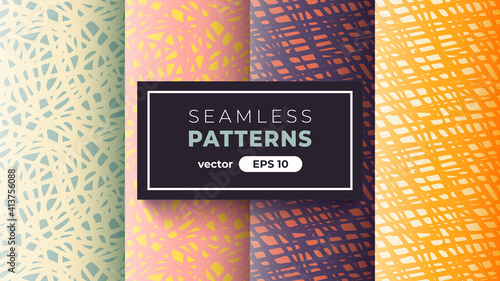 Seamless abstract pattern. Halftone hatching. Grunge noise texture set. Vector illustration eps10. Creative artistic collection. Flat style. Pencil, ink paint strokes. Background template.
