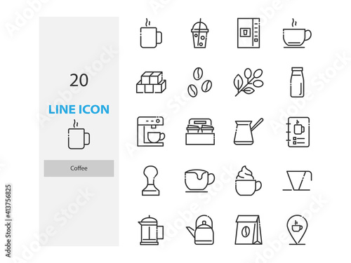 set of coffee thin line icon, drinks, cafe