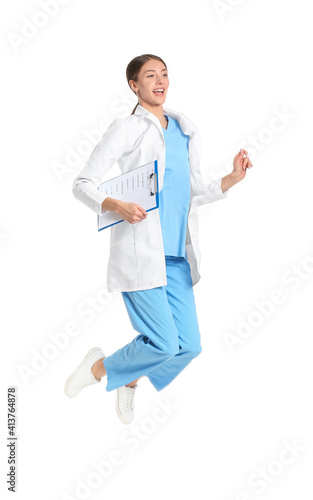 Jumping female doctor again...