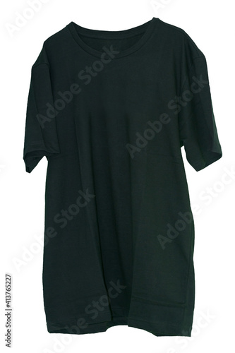 Black T-shirt isolated on white background with clipping path