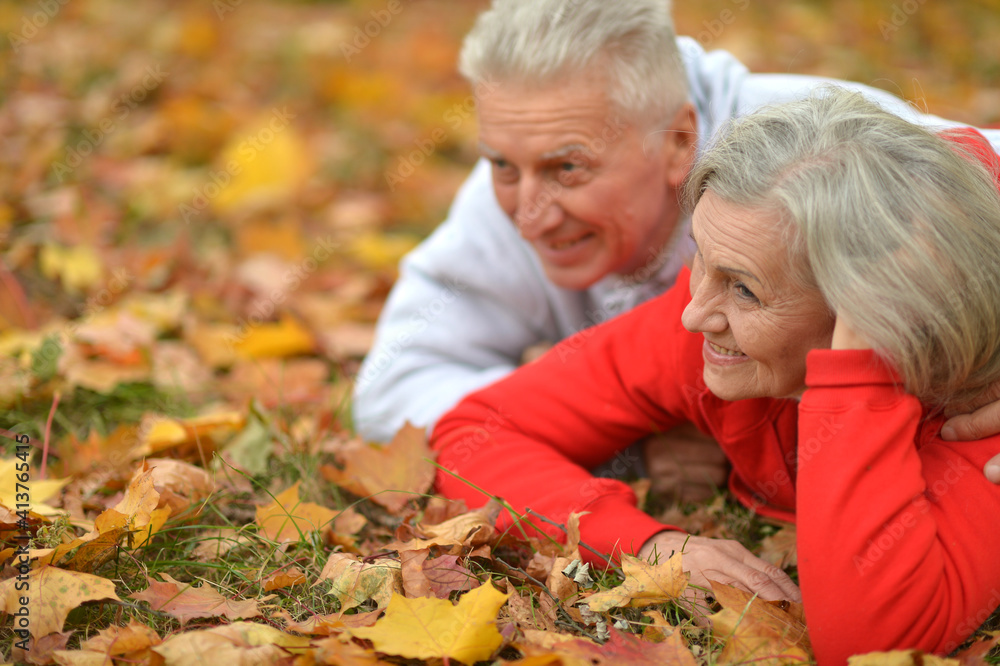 beautiful senior couple relaxing in park beautiful senior couple relaxing in park
