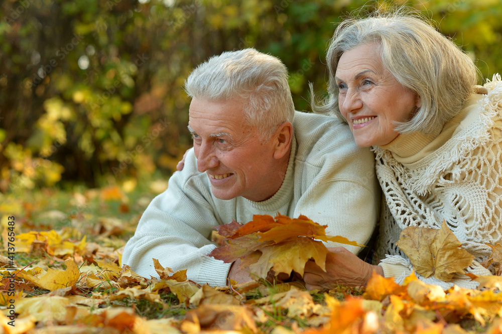 beautiful senior couple relaxing in park beautiful senior couple relaxing in park
