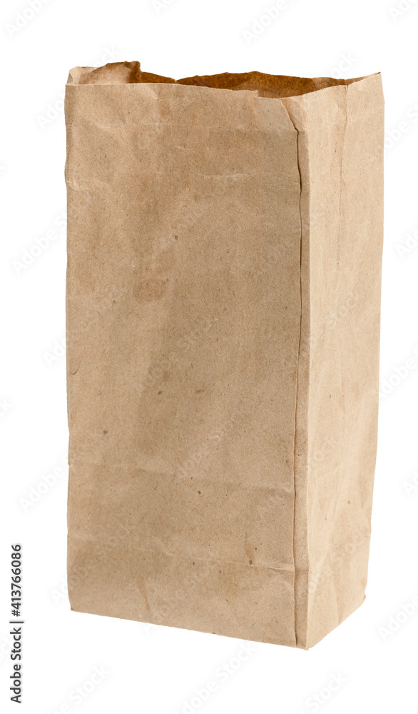 Folder brown paper bag isolated on white background. Recycled paper shopping bag on white background. Folder brown paper bag isolated on white background. Recycled paper shopping bag on white background.