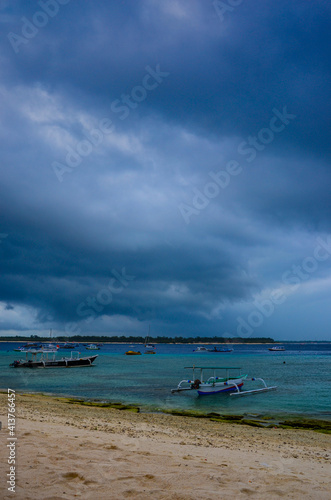 The view of the beach in Gili Trawangan island in Indonesia