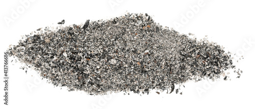 Foto Gray ash from cigarettes isolated on white background