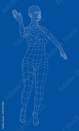 Wireframe ballerina in dance pose. Vector © cherezoff
