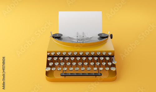 Retro vintage typewriter in single color style