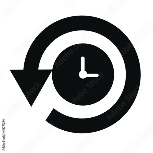 History, clock with arrow around circular line icon. Round colorful sign. Flat style vector symbol