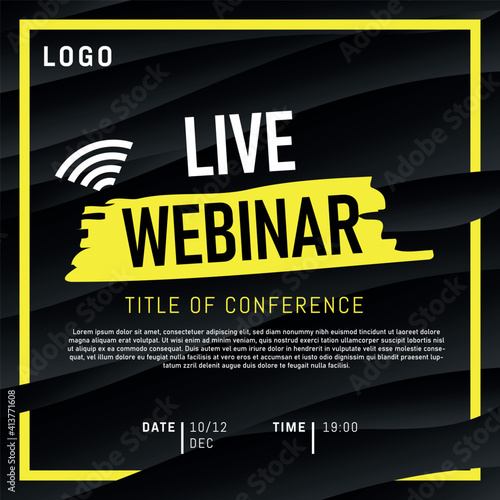 Live webinar invite template. Banner live webinar promotion for social media.