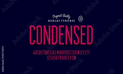 Vector of Modern Chiseled Alphabet Letters and numbers