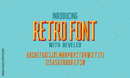 Vector of Retro Chiseled Alphabet Letters and numbers